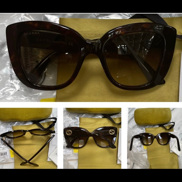 GUCCI CLASSIC CAT-EYE  HAVANA SUNGLASSES WITH GOLD “GG” LOGO SUNGLASSES main image 16